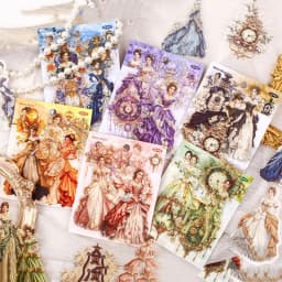 JIANWU Qimeng Chang Series Vintage Clock Character Landscape Material Collage PET Sticker Creative DIY Journal Stationery
