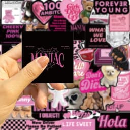 10/30/55PCS Cute Black Pink Word Decoration Scrapbooking PVC Sticker Aesthetic Stationery School Supplies