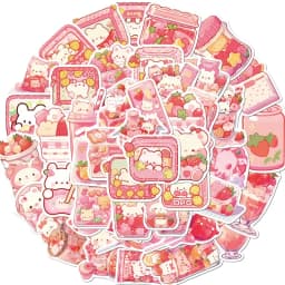 10/30/50PCS Cute Pink Food PVC Sticker Aesthetic Decoration Scrapbooking Korean Stationery Supplies