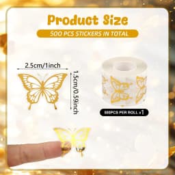 500Pcs Gold Butterfly Stickers,Gold Foil Envelope Seals Stickers,Spring Butterfly Labels Stickers for Wedding Invitation,1 inch