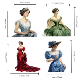 Stickers Hand-painted Vintage Victorian Palace Dress Ladies Gentlemen Stickers DIY Scrapbook Diary Decoration Vintage Journal