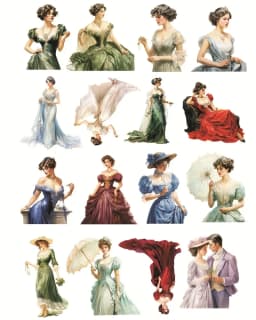Stickers Hand-painted Vintage Victorian Palace Dress Ladies Gentlemen Stickers DIY Scrapbook Diary Decoration Vintage Journal