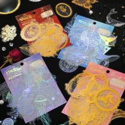 40 Pcs Holographic Glitter Stickers Set Jellyfish Whale Butterfly Waterproof Adhesive Decor for Scrapbook Journal