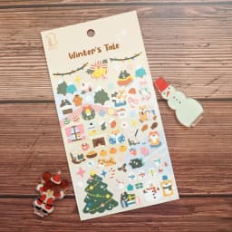 Korean Import Original Bonito Christmas Skiing Animals Paper Stickers Scrapbooking Diy Journal Stationery Sticker Aesthetic Gift