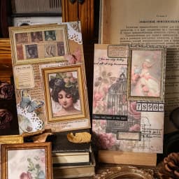 30pcs/bag Retro Album Painting Frame Sticker Bag Old Years Trace Creative DIY Scrapbooking Collages Decorative Materials