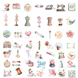 10/30/50PCS Kawaii Pink Sewing PVC Sticker Aesthetic Stationery Decoration Scrapbooking School Supplies