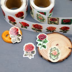250 Pieces/Rroll Retro Red Rose Flower Pattern Decoration Roll Stickers Laptop Envelope Sealing Stickers