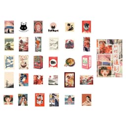 30pcs Classic Japanese Girl Graffiti Stickers Decorated Notebook Water Cup Diary Suitcase Guitar Student Stationery PVC Decals