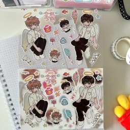 Korean Anime Character Stickers Cartoon Demon Boy Angel Girl Sticker Cute Journal Diary Scrapbook Diy Decorative Stickers