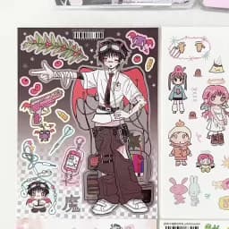Korean Anime Character Stickers Cartoon Demon Boy Angel Girl Sticker Cute Journal Diary Scrapbook Diy Decorative Stickers
