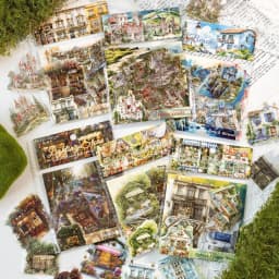 30pcs/1lot Kawaii Scrapbook Stickers Forest Lodge Nature Series Junk Journal Gold Planner Stationery Sticker Planner Decorative