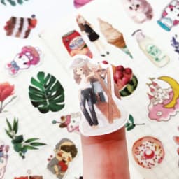 100pcs/pack Cute Kawaii Cat Green Plant Stickers Journal Decorative Stickers Scrapbooking Diary Stationery Album Girls Stickers