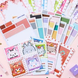 Mr. Paper 23pcs Pixel Bead Sticker Book 3.0 - 3D Pixel Journal Supplies, Creative Bean Collage Decor, Fun Stationery Stickers