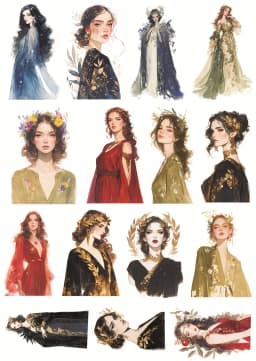 Watercolor Beauty Sister Ancient Greek Goddess Stickers DIY Scrapbook Diary Happy Project Decoration Album INS Style Stationery