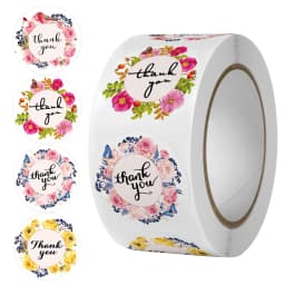 500pcs Labels Roll Flower Thank You Stickers Scrapbooking For Gift Decoration Stationery Sticker Seal Label Handmade Sticker