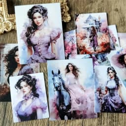 Stickers Watercolor Retro Purple Victoria Garden Girl Stickers DIY Scrapbook Diary Project Decoration Vintage Scrapbooking