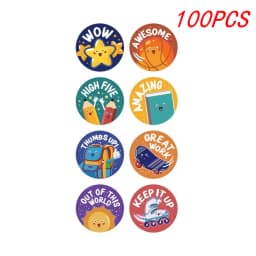 100-500Pcs Round Animal Stickers,16 Designs Animal Cartoon Teacher Reward Stickers for Kids, Party Decor Sticker for School Home