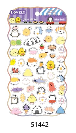 Korean Import NEKONI Lovely Rice Ball Pets Laser Glass Stickers Scrapbooking Diy Journal Sticker Stationery Decor School Gift