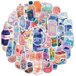 10/30/50PCS Japan Dink Sticker Aesthetic Sketchbook for Kids PVC Decoration Scrapbooking School Stationery Supplies