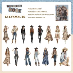 JIANWU Vintage Western Cowboy Character Landscape Material Collage Scrapbooking PET Sticker Creative DIY Journal Stationery