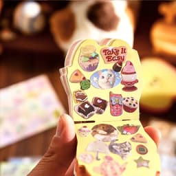 Mr. Paper 30pcs Vintage Style Pet Food Theme Sticker Book,Starry Lamination & Full Die-Cut Craft, Self-Adhesive Journal Supplies