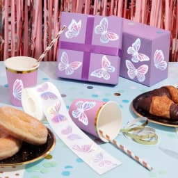 500pcs Laser Butterfly Stickers Cute Gift Box Thank You Stickers Packaging Decoration Adhesive Labels Stationery Sticker