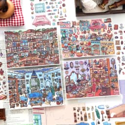 TIANZI Cartoon 3D Miniature Scene Stickers Set DIY Handcraft Cabin Landscape Pasting Stationery Cute Miniature Scene 3/12 Pcs