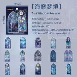 30pcs/1lot Kawaii Scrapbook Stickers The Tale of Color Windows Junk Journal Gold Planner Stationery Sticker Planner Decorative
