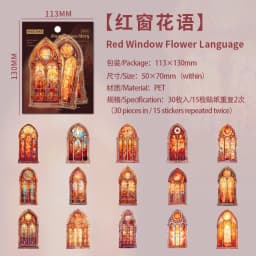 30pcs/1lot Kawaii Scrapbook Stickers The Tale of Color Windows Junk Journal Gold Planner Stationery Sticker Planner Decorative