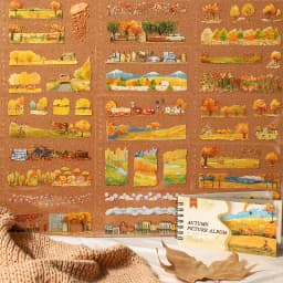 Journal GO 48pcs Autumn Picture Album Stickers Journal Diy Scrapbooking Supplies Diary Planner Album Aesthetic Stationery Decals
