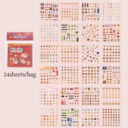 24pcs PET Vintage Japanese Style Die-Cut Sticker Book for Scrapbooking Journal Decor, DIY Cards, Cute Party Supplies, Mr. Paper