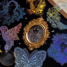 10Pcs/Bag Vintage Laser Animal Sticker Art Aesthetic Feather Hand Account Decoration Stationery Sticker 8 Styles