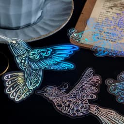 10Pcs/Bag Vintage Laser Animal Sticker Art Aesthetic Feather Hand Account Decoration Stationery Sticker 8 Styles