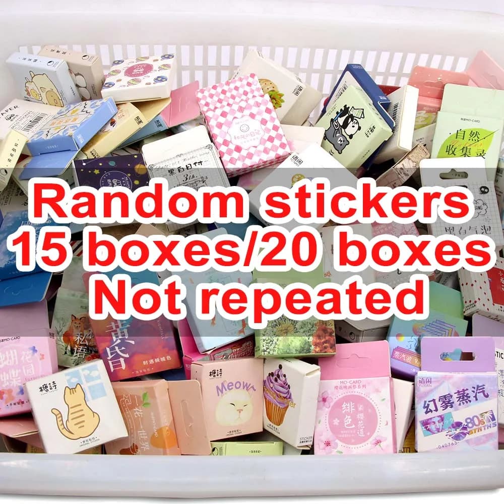 15/20/35boxes bulksale sticker set Randomly Paper Stickers Aesthetic Vintage Kawaii Scrapbooking Sticker for Kids Diary Planner