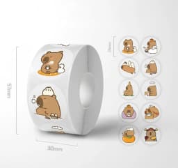 500Pcs Capybara Stickers Roll 1'' Cute Animal Stickers for Kids Stickers,Teacher Reward Supplies Colorful Stickers for Classroom
