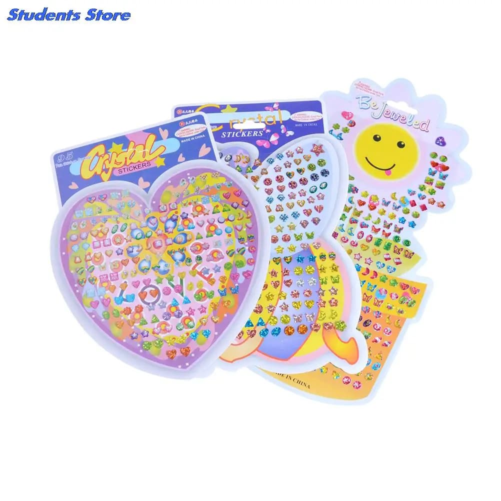 1Sheet Crystal Stickers Earring Cartoon Reward Wonderful Kindergarten Face Stickers Children Ear Reward Stick Boy Girl Stickers