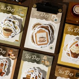 30 Sheets/Bag Japanese Tea House Retro Theme Washi Paper Sticker Pack for DIY Craft, Scrapbook Material, Birthday Gift