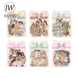 JIANWU Cute Girl Character Life Landscape Material Collage Scrapbooking PET Sticker Creative DIY Journal Stationery