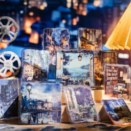 15pcs Large Size Non Repetitive Retro Street Landscape PET Stickers Creative Handbook Scrapbook DIY Material Stationery Stickers