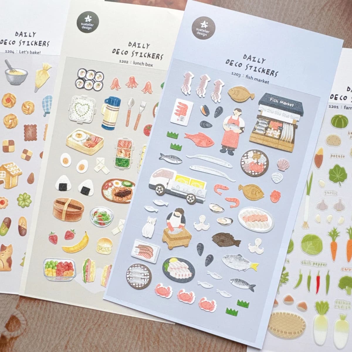 Korean Import Suatelier Farm Fish Market Baking Sticker Scrapbooking Diy Journaling Diary Decor Stationery Sticker School Gift