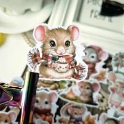 17pcs Cute Mice in Autumn Stickers for Stationery Decoration Girl Stationery,Waterproof and Journals and Notebooksks Journaling