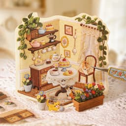 Journal GO Creative 3D Scenes Cartoon Landscape Stickers Spring diy Sticker for Gift Card Collage Junk Journal Scrapbook Decor