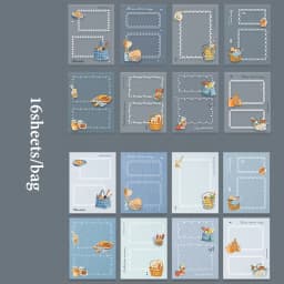 Mr.Paper 16Pcs/Book Light Sleep Manuscript Series Healing Hand-Drawn Base Sticker Pack for Journal Scrapbook DIY Handbook Decor