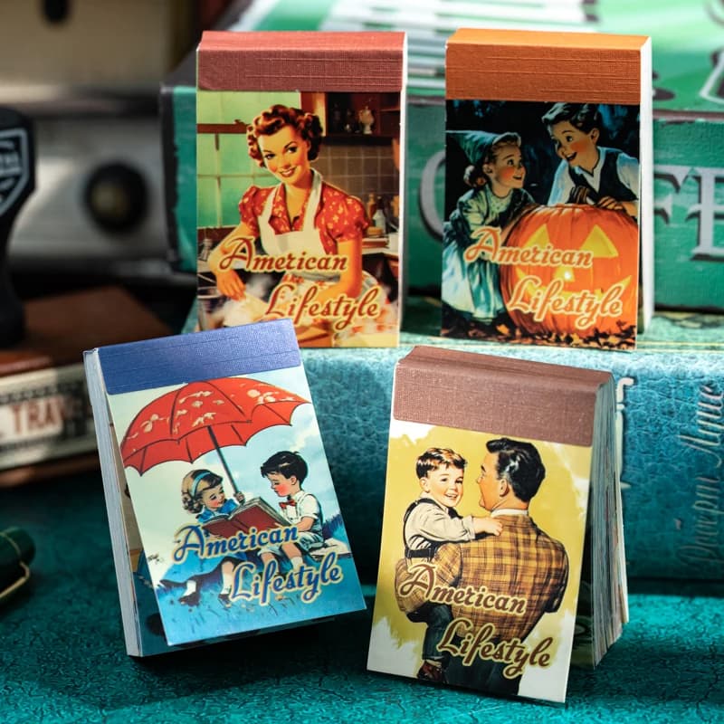 Journal GO 50pages Vintage Cartoon American Family Life Stickers for Scrapbook DIY Decoration Gifts Collage Junk Journal Decor