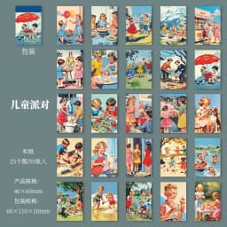 Journal GO 50pages Vintage Cartoon American Family Life Stickers for Scrapbook DIY Decoration Gifts Collage Junk Journal Decor