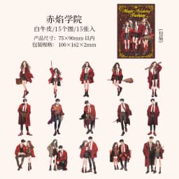 Journal GO 15pcs Magic Academy Fashion Characters Stickers for DIY Journaling Scrapbooking Planner Gucha Decorative Decals