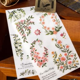 Journal GO 2pcs Floral Vine Embroidery Transfer Stickers Asthetics Journaling Flower Materials Scrapbook Card Craft Handmade
