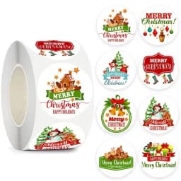 100-500Pcs 1inch Christmas Stickers Xmas Labels Merry Christmas Decorations For Home 2024 Navidad Kerst New Year Gift