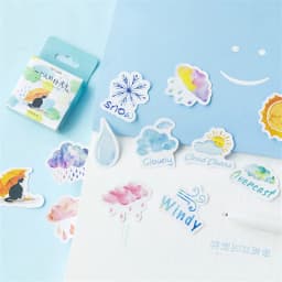 46pcs Kawaii Weather Themed Paper Stickers Set for Diary Decoration DIY Scrapbooking Label Seals Hand Account Stationery