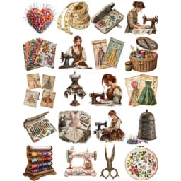 20Pcs/Pack Vintage Sewing Sticker DIY Craft Scrapbooking Album Junk Journal Decorative Stickers